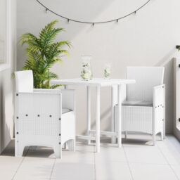 Berkfield Home Garden Chair Set of 2 White, Light Grey Plastic, Fabric Medium in White