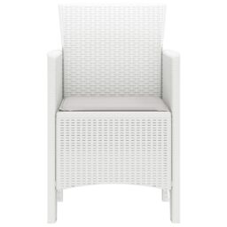 Berkfield Home Garden Chair Set of 2 White, Light Grey Plastic, Fabric Medium in White - thumbnail 6