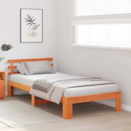 Berkfield Home Wood Bed Frame Wax brown Solid wood 100 x 200 cm Durable - thumbnail 4