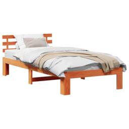 Berkfield Home Wood Bed Frame Wax brown Solid wood 100 x 200 cm Durable - thumbnail 3