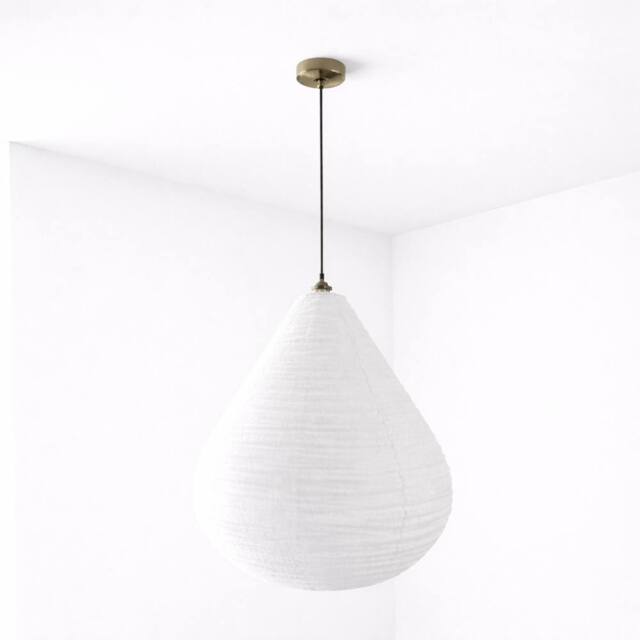 CGC Lighting Mabel Linen Large Teardrop Shape Easy Fit Hand Made Lampshade in White - image 1