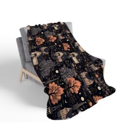 Warren Reed - Designer Cavapoo Dog Splashart Sherpa Blanket in Brown - Size: Large - thumbnail 2