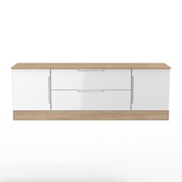 Ready Assembled 2 U Lucca 2 Door 2 Drawer Superwide TV Unit (Ready Assembled) in Light Oak - Size: Large - thumbnail 2