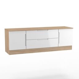 Ready Assembled 2 U Lucca 2 Door 2 Drawer Superwide TV Unit (Ready Assembled) in Light Oak - Size: Large - thumbnail 8