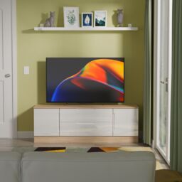 Ready Assembled 2 U Lucca 2 Door 2 Drawer Superwide TV Unit (Ready Assembled) in Light Oak - Size: Large