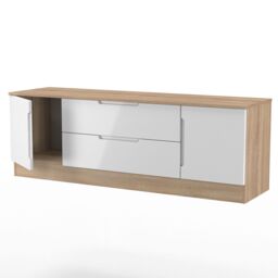 Ready Assembled 2 U Lucca 2 Door 2 Drawer Superwide TV Unit (Ready Assembled) in Light Oak - Size: Large - thumbnail 6