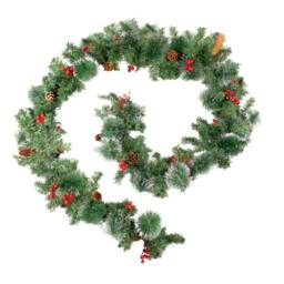 Marco Paul 9ft Luxury Pre Lit Christmas Garland with Warm White LED Lights in Green - Size: 270 cm x 35 cm - thumbnail 2
