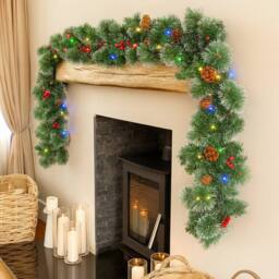 Marco Paul 9ft Luxury Pre Lit Christmas Garland with Warm White LED Lights in Green - Size: 270 cm x 35 cm - thumbnail 4