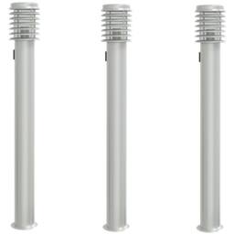 Berkfield Home Outdoor Floor Lamps with Outlet 3pcs Silver 110cm Stainless Steel - thumbnail 3