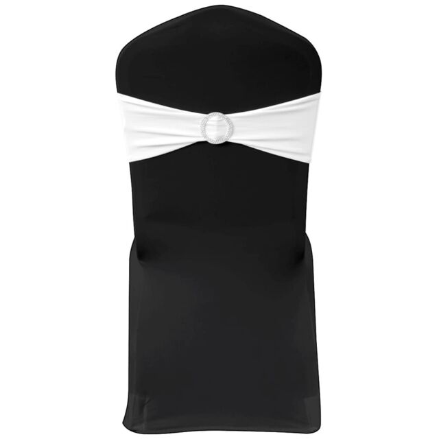 Berkfield Home 25 pcs White Stretchable Decorative Chair Band with Diamond Buckle - image 1