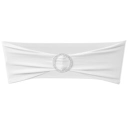 Berkfield Home 25 pcs White Stretchable Decorative Chair Band with Diamond Buckle - thumbnail 2