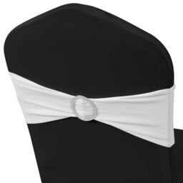 Berkfield Home 25 pcs White Stretchable Decorative Chair Band with Diamond Buckle - thumbnail 5