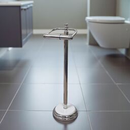 Showerdrape Opera White/Chrome Freestanding Toilet Roll Holder in Silver - thumbnail 1
