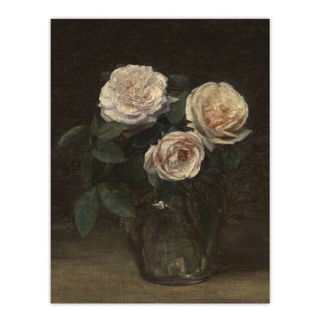 "Artery8 Still Life with Roses in Vase Latour Wall Art Poster Print in Brown - Size: W12"" x H16""" - image 1