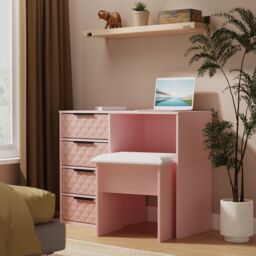 Ready Assembled 2 U Islay 4 Drawer Vanity (Ready Assembled) in Dusty Pink - Size: Medium - thumbnail 1
