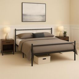 House of Home Double Metal Bed Frame Extra Strong Stylish Modern Bedroom Storage Sturdy Design in Black - thumbnail 3