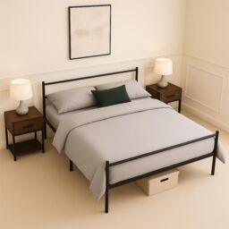 House of Home Double Metal Bed Frame Extra Strong Stylish Modern Bedroom Storage Sturdy Design in Black - thumbnail 4