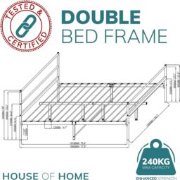 House of Home Double Metal Bed Frame Extra Strong Stylish Modern Bedroom Storage Sturdy Design in Black - thumbnail 2