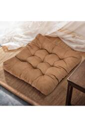 Living and Home Comfort Padded Corduroy Chair Cushion in Light Brown - Size: 55 cm x 55 cm - thumbnail 7