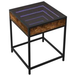 Berkfield Home Decorative Bedside Table with Infinity LED Smoked Oak 40x40x51 cm in Brown - Size: 40 x 40 x 51 cm - thumbnail 1