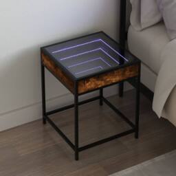 Berkfield Home Decorative Bedside Table with Infinity LED Smoked Oak 40x40x51 cm in Brown - Size: 40 x 40 x 51 cm - thumbnail 2