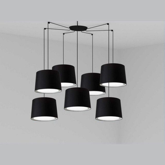 Netlighting Conga Black Pendant Suspension Pendant Lamp 7 Light