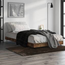 Berkfield Home Durable Bed Frame Smoked Oak 90x200 cm Engineered Wood in Brown - thumbnail 4