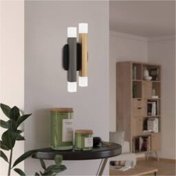 Loops Stylish Modern Black, Grey, & Brown Indoor Wall Light for Home Décor - thumbnail 3