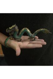 KDMD Fengshui Brass Dragon with Ball Ornament - 20cm, Elegant Home Decor in Turquoise - thumbnail 2