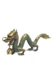KDMD Fengshui Brass Dragon with Ball Ornament - 20cm, Elegant Home Decor in Turquoise