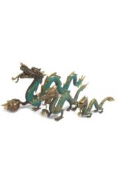 KDMD Fengshui Brass Dragon with Ball Ornament - 20cm, Elegant Home Decor in Turquoise - thumbnail 3