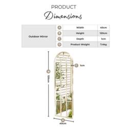 FurnitureboxUK Harris Cream Large Arched Window 120x40cm Garden Mirror - Size: 120x40 cm - thumbnail 5