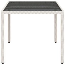 Berkfield Home Garden Table with Glass Top White 150x90x75 cm Poly Rattan - Size: 150 x 90 x 75 cm - thumbnail 6