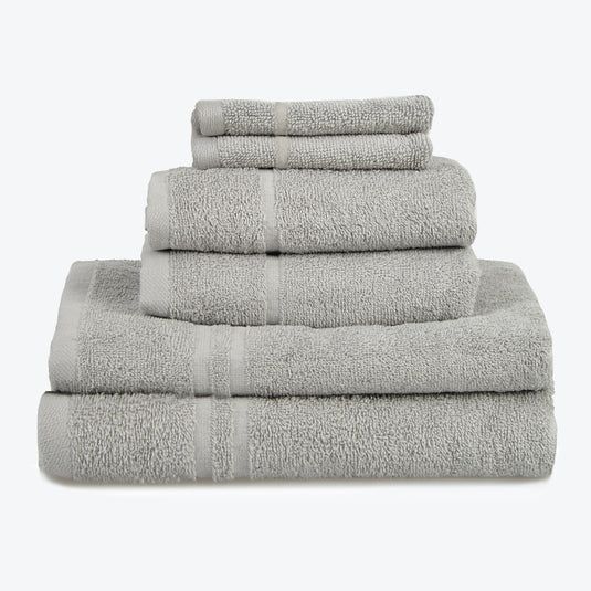Allure Bath Fashions Hotel Essentials Cotton 6 Piece Towel Set in Silver - image 1