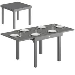 OUTSUNNY Extending Garden Table for 4-8, Aluminium Outdoor Table, Dark Grey - Size: 180 cm x 90 cm - thumbnail 2