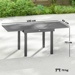OUTSUNNY Extending Garden Table for 4-8, Aluminium Outdoor Table, Dark Grey - Size: 180 cm x 90 cm - thumbnail 3