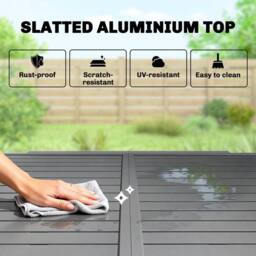 OUTSUNNY Extending Garden Table for 4-8, Aluminium Outdoor Table, Dark Grey - Size: 180 cm x 90 cm - thumbnail 6