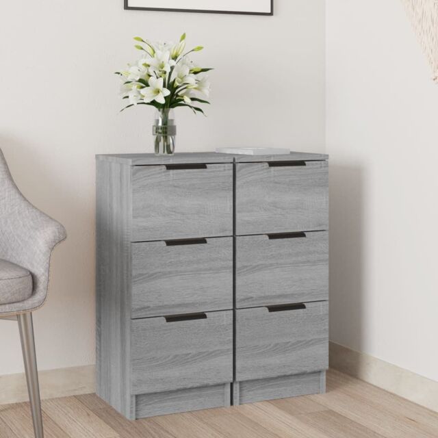 Berkfield Home Sideboards 2 pcs Grey Sonoma 30x30x70 cm Engineered Wood - Size: 30 x 30 x 70 cm - image 1