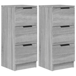 Berkfield Home Sideboards 2 pcs Grey Sonoma 30x30x70 cm Engineered Wood - Size: 30 x 30 x 70 cm - thumbnail 2
