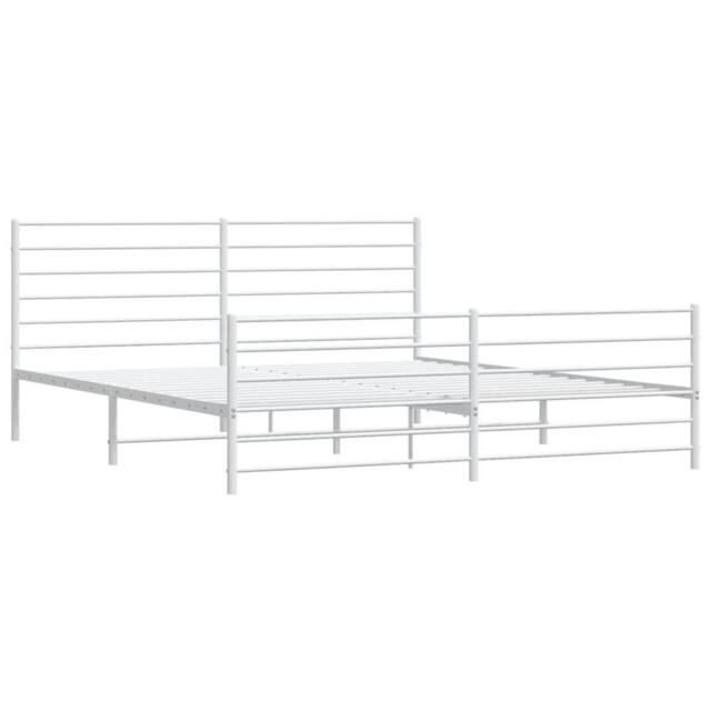 Berkfield Home Metal Bed Frame with Headboard & Footboard White 200x200 cm - image 1