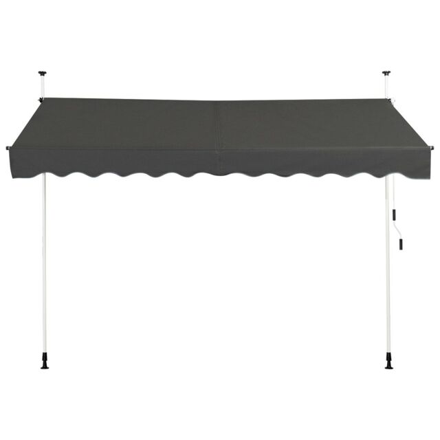 Costway Awning Sun Shade Retractable Canopy Sun Shelter 200 x 120cm in Grey - Size: 200 x 120 cm - image 1