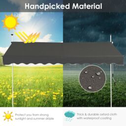 Costway Awning Sun Shade Retractable Canopy Sun Shelter 200 x 120cm in Grey - Size: 200 x 120 cm - thumbnail 9