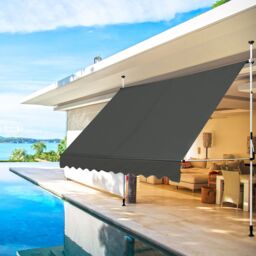 Costway Awning Sun Shade Retractable Canopy Sun Shelter 200 x 120cm in Grey - Size: 200 x 120 cm - thumbnail 3