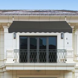 Costway Awning Sun Shade Retractable Canopy Sun Shelter 200 x 120cm in Grey - Size: 200 x 120 cm - thumbnail 6