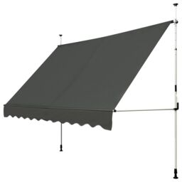 Costway Awning Sun Shade Retractable Canopy Sun Shelter 200 x 120cm in Grey - Size: 200 x 120 cm - thumbnail 8