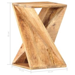 Berkfield Home Side Table 35x35x55 cm Solid Mango Wood in Brown - Size: 35 x 35 x 55 cm - thumbnail 4