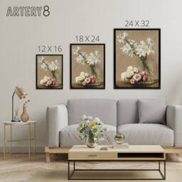 "Artery8 Still Life Roses & Lilies Latour Black Framed Canvas Wall Art Print - Size: W12"" x H16""" - thumbnail 4