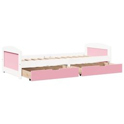 Berkfield Home Day Bed with 2 Drawers without Mattress IRUN White&Pink 90x200 cm in Pink - thumbnail 6