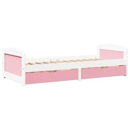 Berkfield Home Day Bed with 2 Drawers without Mattress IRUN White&Pink 90x200 cm in Pink - thumbnail 2