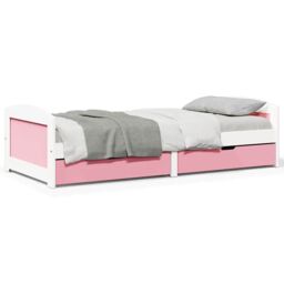 Berkfield Home Day Bed with 2 Drawers without Mattress IRUN White&Pink 90x200 cm in Pink